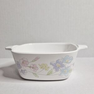 Vintage Corning Ware Casserole Dish Unisex 700mL English Meadow Pyroceram White